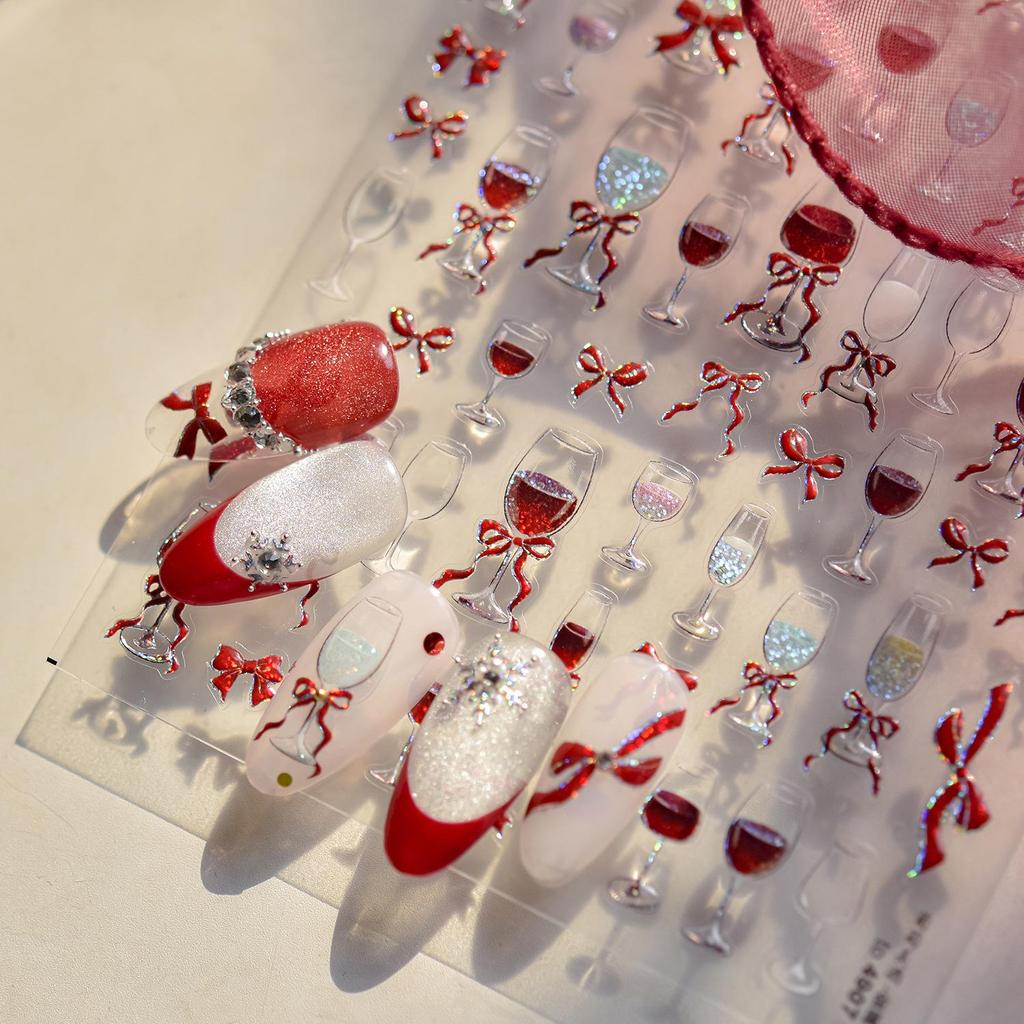 Металлические наклейки для ногтей Tomoni - Популярные японские аксессуары для нейл-арта с бокалами