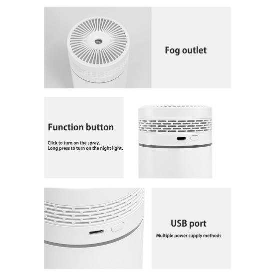 Air Humidifier with Light 2 Modes Adjustable Quiet Operation USB-Powered Cool Mist Humidifier