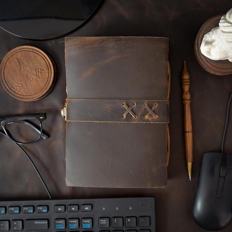 Винтажный кожаный журнал: Пустая Книга Теней с бумагой с декельным краем