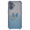 For iPhone 16 Case Butterfly Kickstand Glitter TPU Shockproof Phone Cover - Blue