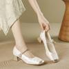 Casual Mary Jane Shoes for Women Chunky Block Heel Ankle Strap Dress Shoes Low Heels Square Closed Toe Mary Janes Pumps Women's Comfortable Work Shoes