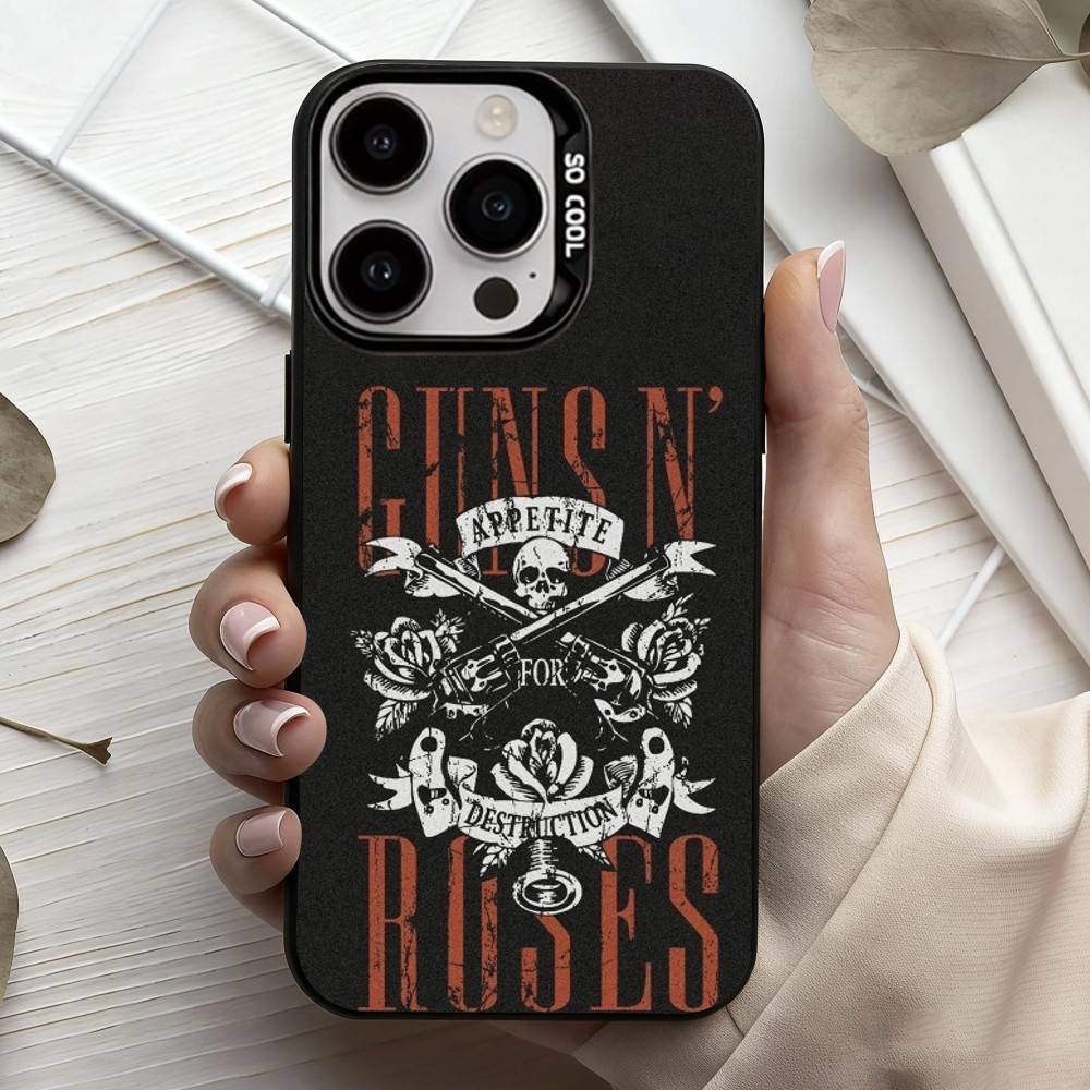 Band G-Guns-S N R-Roses Phone Case For iPhone17,16,15,14,13,12,11 Plus,Pro Max Candy Silver Plated Inside Cover