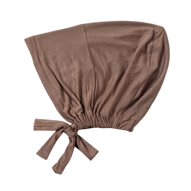 Модальный Мерсеризованный Хлопок Эластичная Кулиска Базовая Шапочка Однотонный Женский Хиджаб