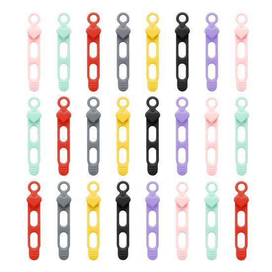 3/5/7/12/18/24Pcs Silicone Cable Tie Earphone Phone Charger Computer Power Cord Bundling Strap Reusable Elastic Wire Management Organizer Wrap