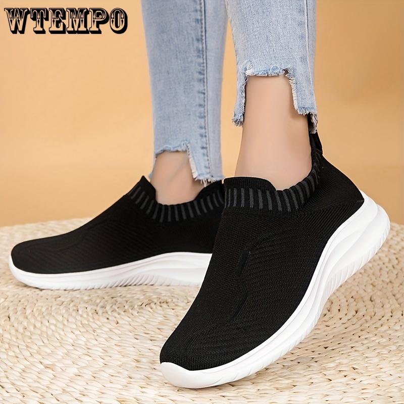 Женские дышащие кроссовки Slip On, легкие вязаные кроссовки с мягкой подошвой, удобные низкие туфли
