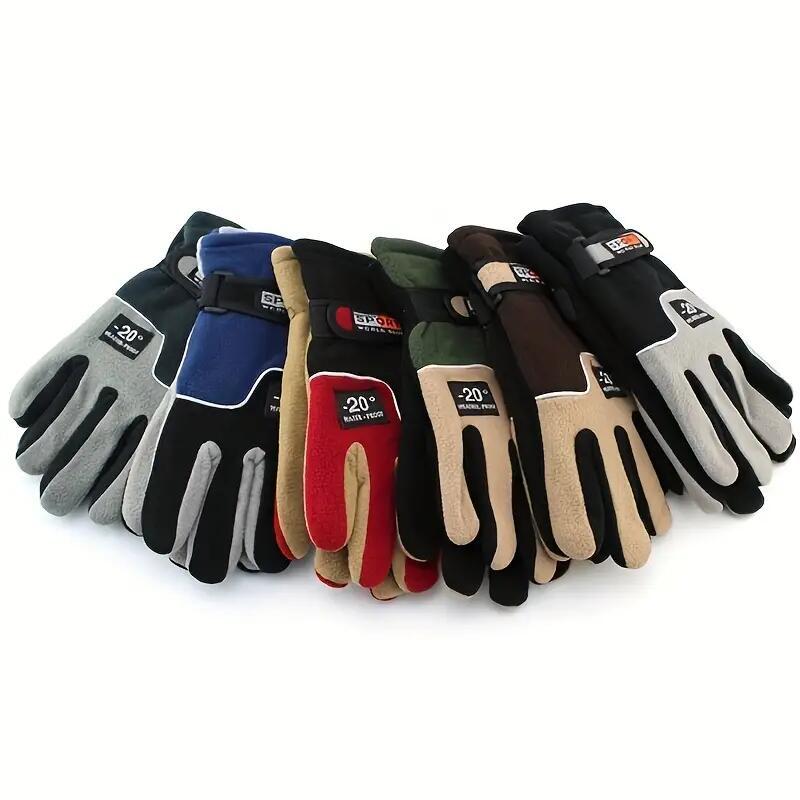 Зимние теплые флисовые толстые перчатки на полный палец для катания на лыжах на открытом воздухе, езды на велосипеде