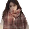 Retro Plaid Scarf Women's Winter New Rose Pink Scarf Autumn and Winter Atmosphere Sense of Advanced Sense of Versatile Tide