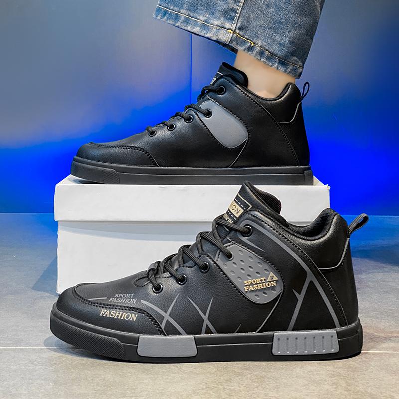 Мужские осенне-зимние зимние ботинки, водонепроницаемые кожаные спортивные ботинки для сноуборда, брендовые модные походные ботинки, рабочая обувь с плоским дном