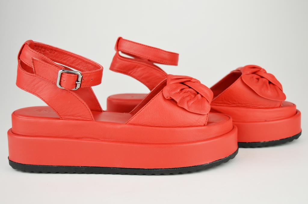 Босоножки на платформе Evromoda 2023 34 Красный кожа