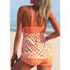 Новинка 2024 года, летняя женская пляжная одежда в стиле ретро с 3D принтом, купальник, женский купальный костюм на бретельках с открытой спиной, женский танкини из двух предметов с высокой талией