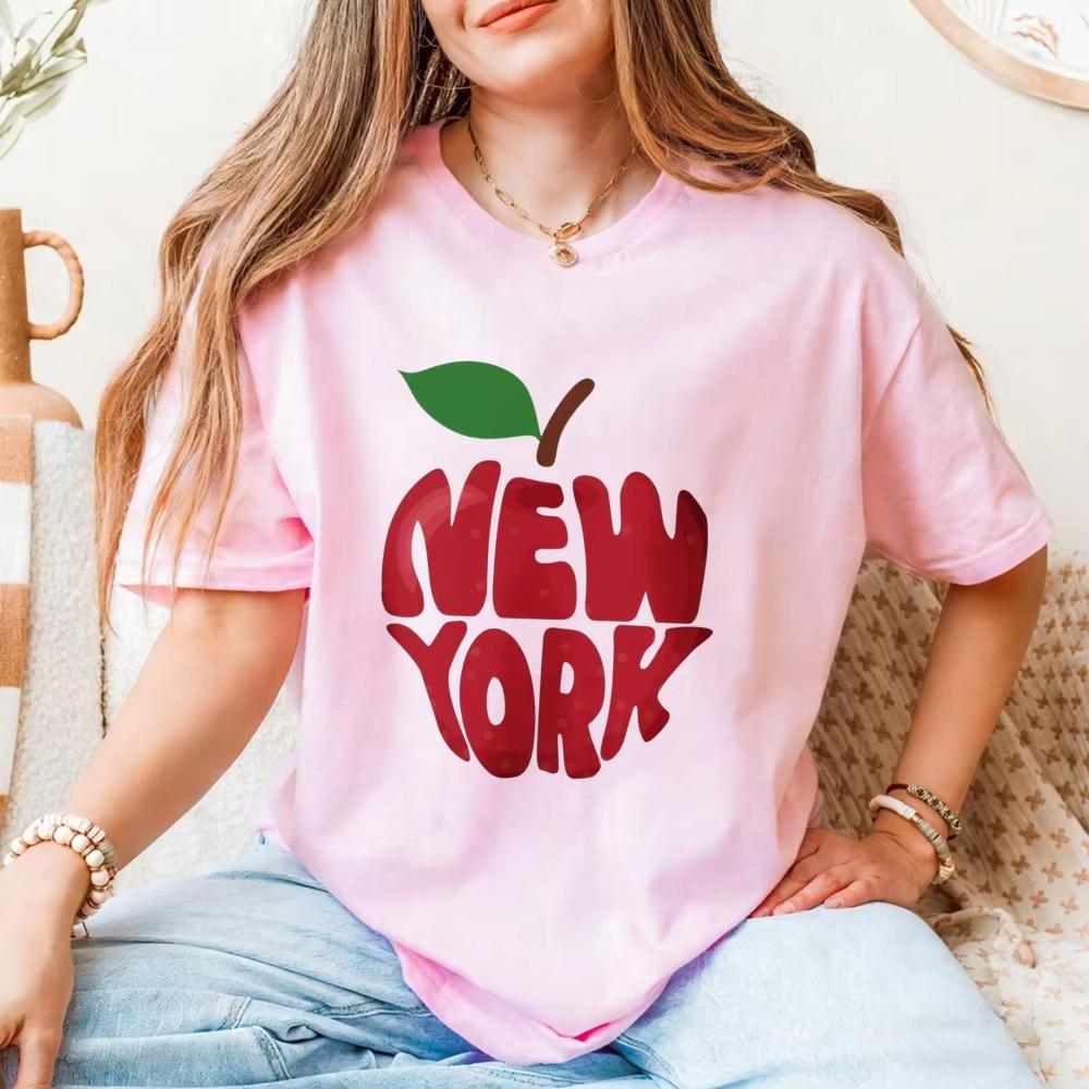 Big Apple New York Graphic Tee Red Typography Urban Minimalist Souvenir Gift Unisex Unisex Shirt Cotton Breathable Summer Shirt