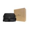 COACH Hudson Coated Canvas Natural Pebbled Leather Crossbody Bags Medium Men's Black (Unisex) Crossbody Bags CB846 QBMI5