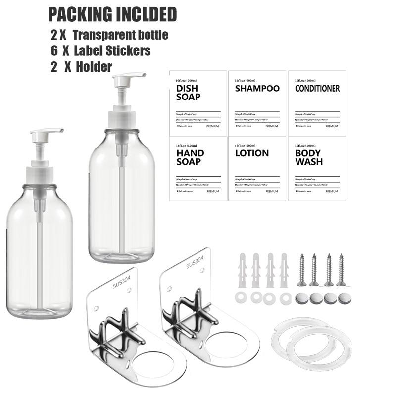 500 мл Прозрачный дозатор шампуня и кондиционера для настенного крепления бутылки мыла для душа с этикетками сменные дозаторы для геля для душа для ванной комнаты кухни