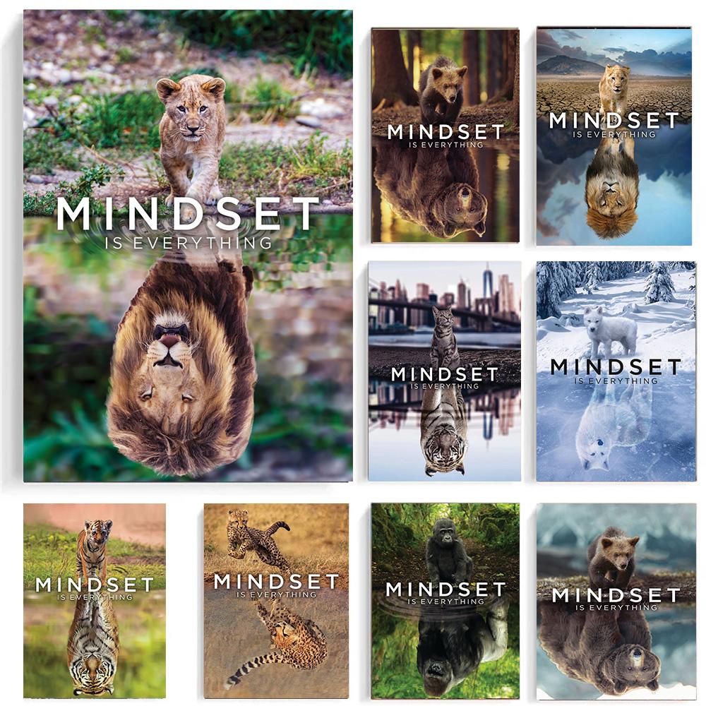 Animal Mindset Is Everything Inspirational Prints Poster Canvas Painting Modern Wall Art Pictures Living Room Bedroom Home Decor
