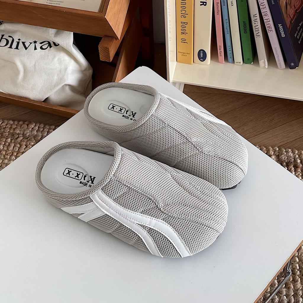 Fashion Women Flat Slippers 2025 Summer New Vintage Slip on Non Slip Half Drag Mesh Breathable Lightweight Comfortable Soft Sole Sandals