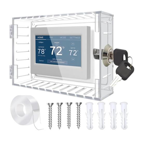 Прозрачный термостат с замком с 2 ключами для дома, квартиры, офиса, школы, настенного крепления, крышки термостата, универсального большого термостата переменного тока