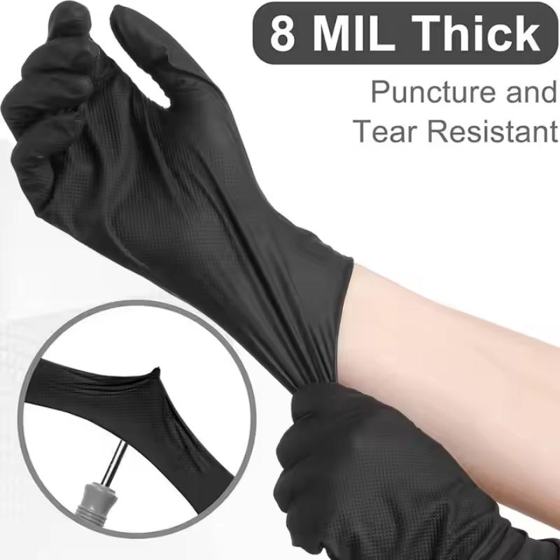 50PCS Nitrile Gloves Disposable Black Diamond Washing Gloves for Car Auto Household Cleaning Kitchen Beauty Salon Working Gloves