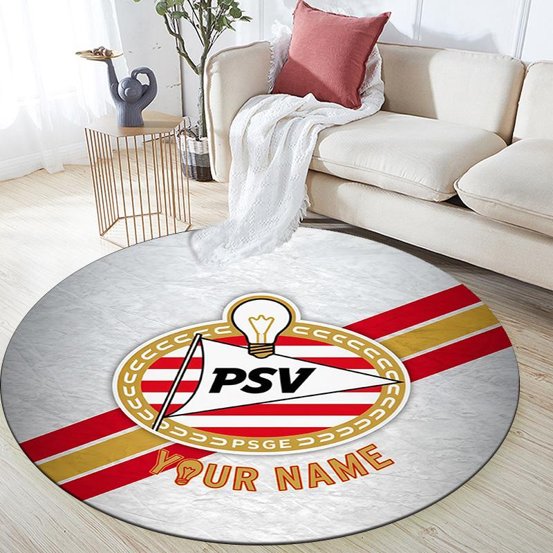 Custom Name PSV Eindhoven2 Round Area Rug,Carpet Rug for Living Room Bedroom Sofa Playroom Decor,Non-slip Floor Mat