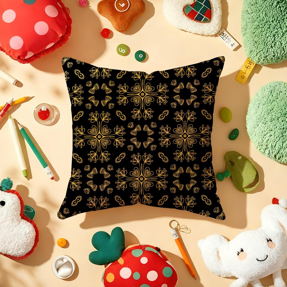 European Style Geometric Vine Cushion Cover Plush Fabric Soft DoubleSided Printed Sofa Warm Winter Home Gift Pillow Cover