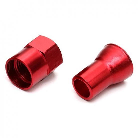 4PCS Aluminium Car Atuo Red Tire Wheel Tyre Valve Stem Hex Caps & Sleeve Cover
