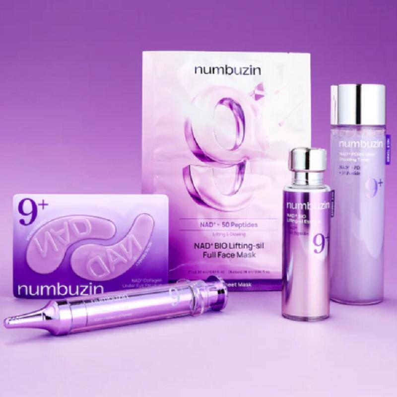 Корейский набор Numbuzin NO.9 NAD+ BIO для ухода за кожей - Лифтинг-маска с био-целлюлозой, Эссенция с NMN, Ретиноловый крем для глаз. Поднимает, Уплотняет, Осветляет. Корейская красота