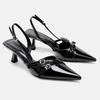 Pumps Footwear Black Women High Heels Shoes Luxury Fashion Metal Buckle Ladies Heels Shoes Female Pointed Toe Slingbacks