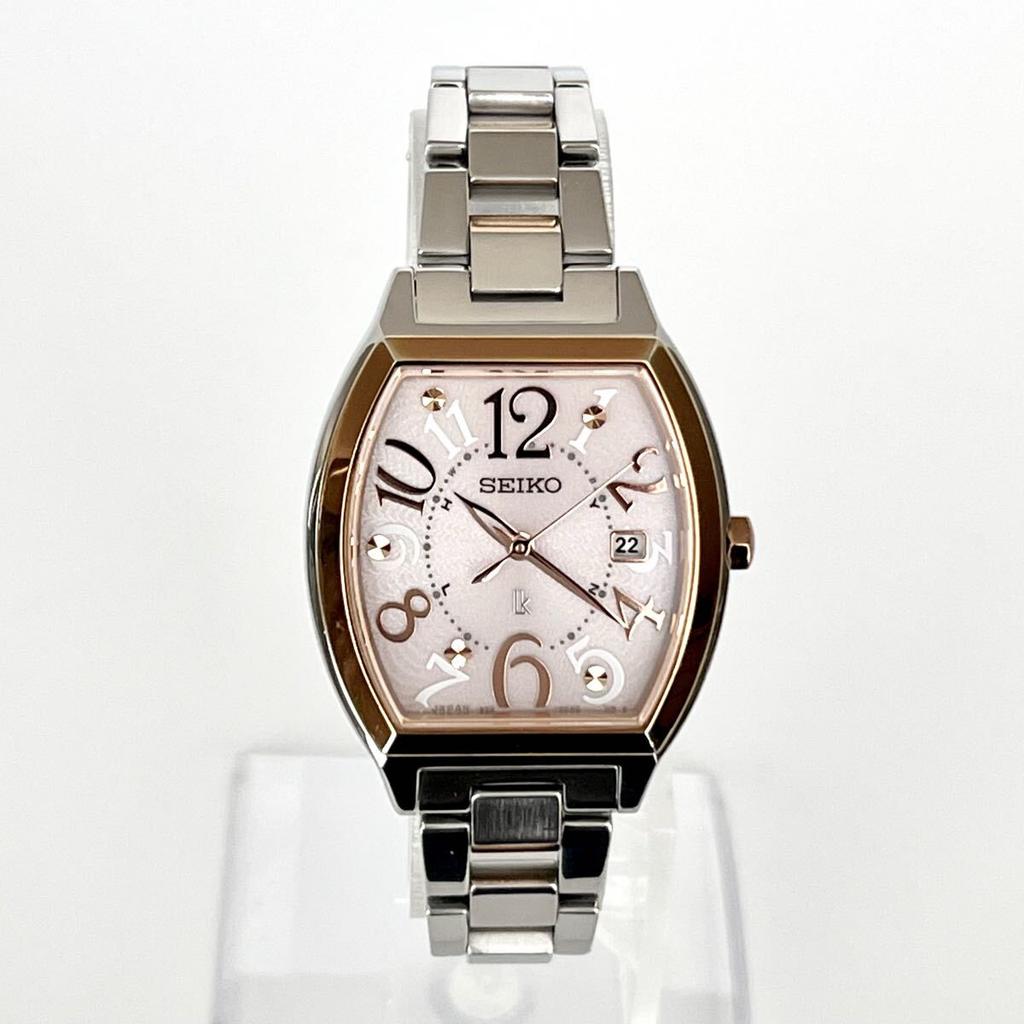 Полированный Seiko Lukia Excellent Розовый Серебристый Золотой S2367 [Рабочее состояние] Женские часы, Радиоуправляемые на солнечной батарее, Состояние, Циферблат,