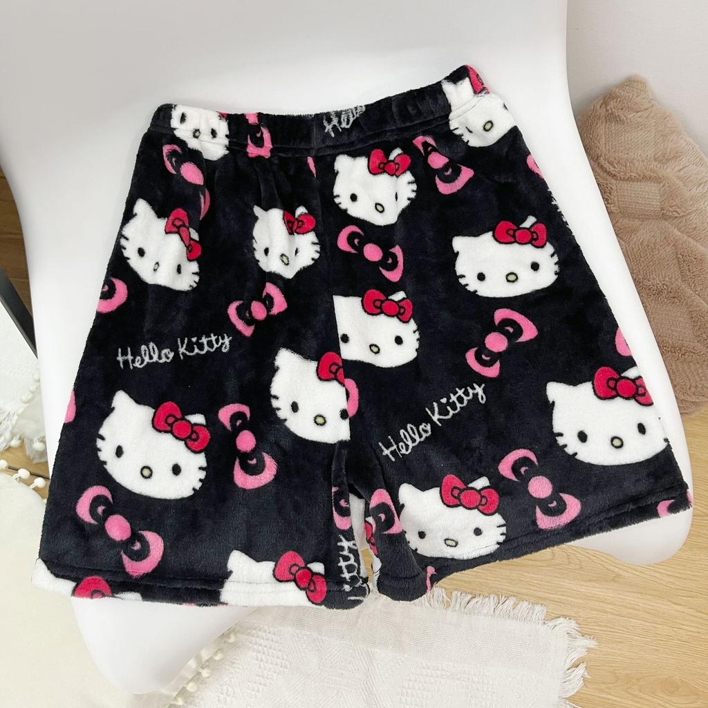 Women's Cartoon Flannel Loose Fit Elastic Waist Lounge Shorts Summer New Style Comfy Casual Sleep Shorts