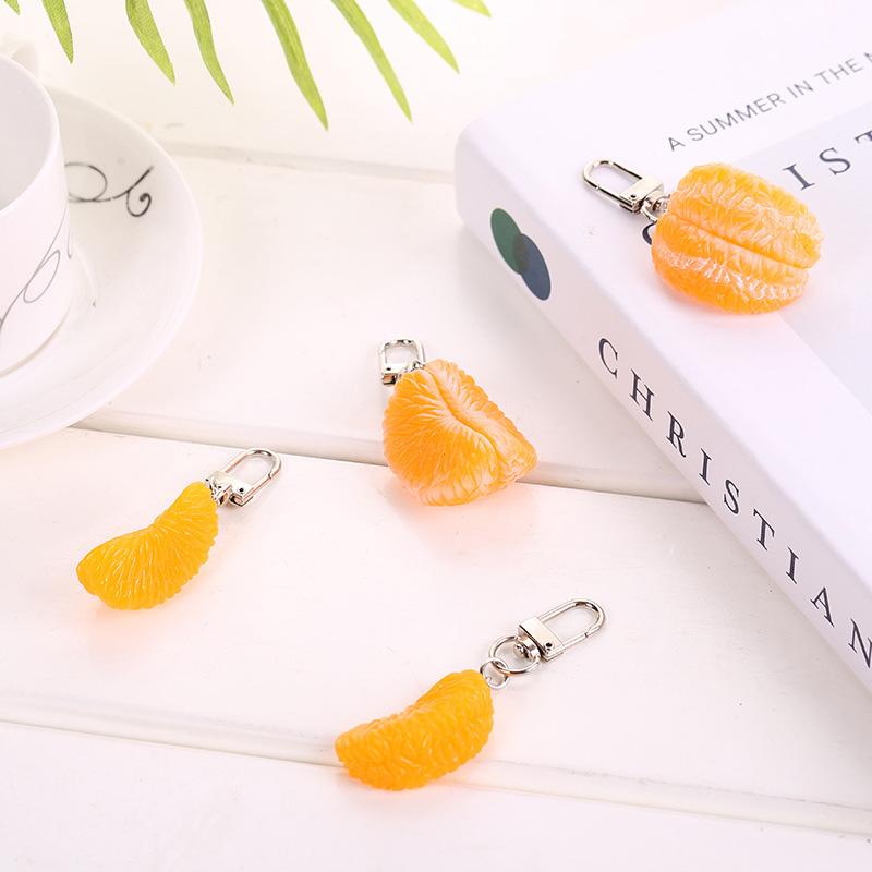 Cute Simulation Fruit Orange Keychain Trinket Simple Food Charms Women Girls Bag Pendant Jewelry Car Accessories Keyring
