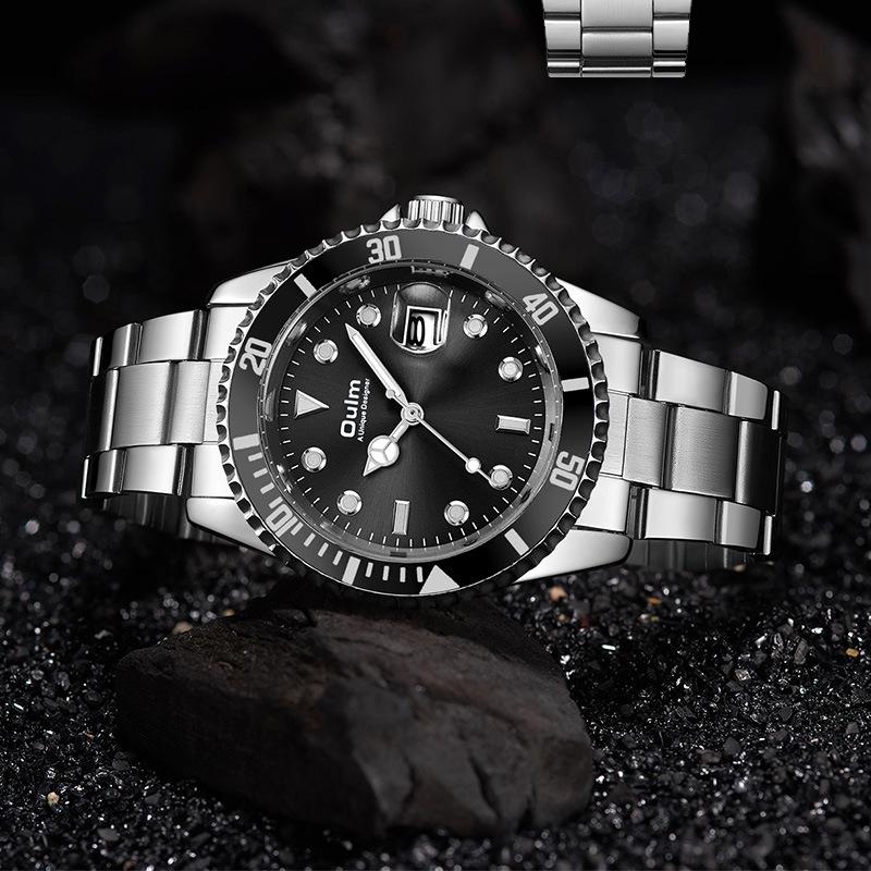 Oulm Часы мужские кварцевые Water Ghost Luminous Calendar Steel Band Watch Casual Sports Business Watch