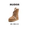 Augustine Snow Boots Women's 2025 Winter New Fleece Thickened Lace-Up Short Boots Fold Two Wear Platform Cotton Shoes