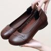 The First Layer of Cowhide Soft-soled Single Shoes, Women's One-pedal, Middle-aged and Elderly, Flat-soled Comfortable, Shallow Mouth