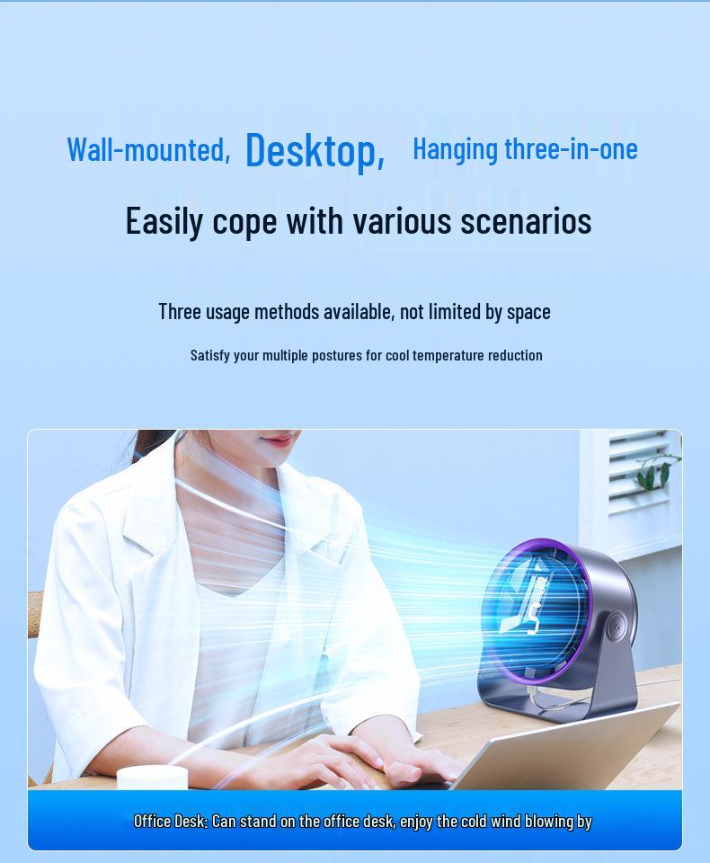 2026 Rechargeable Digital Display Turbine Fan: Wall-Mountable Desktop Fan with Large Airflow