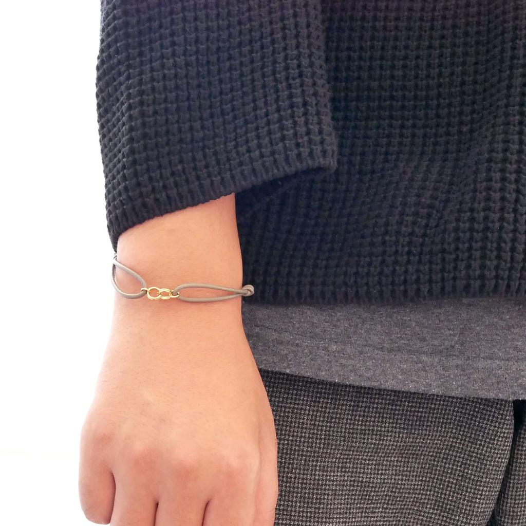 Bracelet Silver 925 Double Circle Cord Beige AS8B2310MSJ2 [Official] [Vendome Aoyama] [WEB Exclusive]