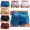 Mens Satin Boxer Briefs Side Split Design Built-in Bulge Pouch Elastic Waistband Loungewear Pajama Home Shorts