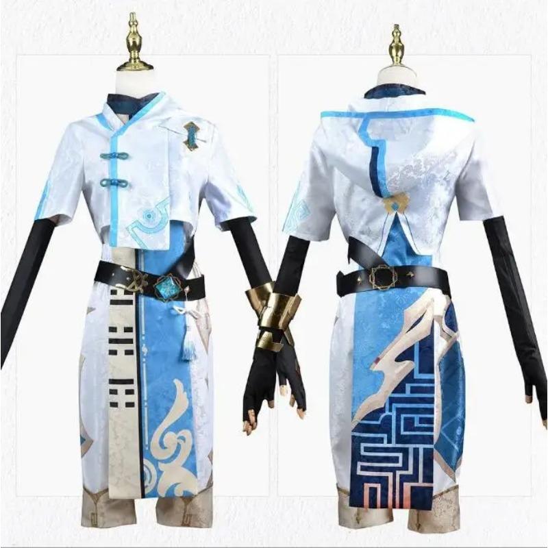 Genshin Impact Chong Yun Косплей Костюм Униформа Парик Аниме Костюмы на Хэллоуин для мужчин Игра ChongYun