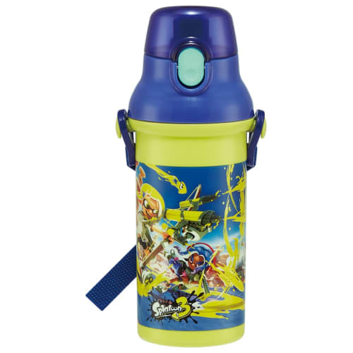 Skater Children's Plastic Water Bottle 480ml One Push Open/Close Antibacterial Child Friendly Lightweight Antibacterial Treatment Made in Japan Splato