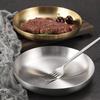 Creative Stainless Steel Grill Plate with Handle Golden Commercial Western Food Steak Dessert Round Dish