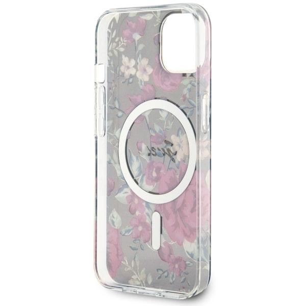 Etui do iPhone 14 Plus Guess Flower MagSafe Zielone