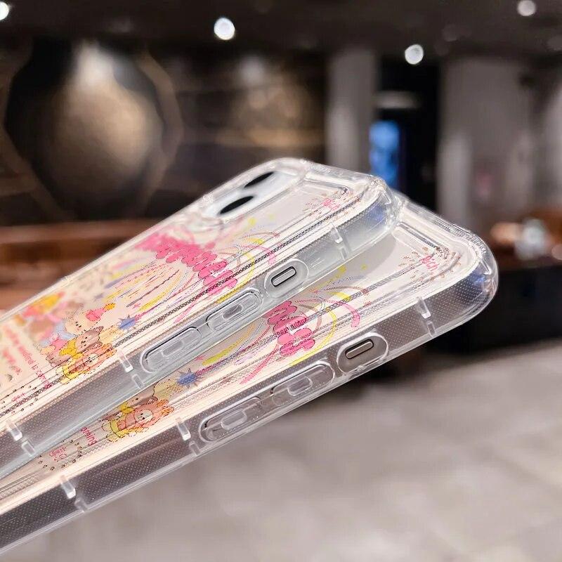 Чехол для телефона с милым медведем для iPhone 15 Pro Max, чехол для iPhone 13 11 12 14 Pro XS Max X XR 7 8 Plus SE, противоударный защитный чехол
