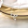Bow Knot Necklace with Diamond Inlay, Exquisite Temperament, Sweet and Versatile, Light Luxury, and High-end Feeling Clavicle Chain for Women