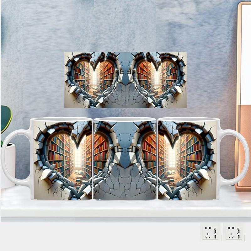 3D Книжная полка Керамическая кружка Креативный дизайн космоса Библиотечная полка Чашка для чая, молока, кофе Лучший подарок для книголюбов