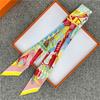 POBING Animals Print 18m/m Twill Silk Scarves Women Luxury Brand Scarf Bag Ribbons Tie Head Scarf Small Long Skinny Scarf 86*5CM