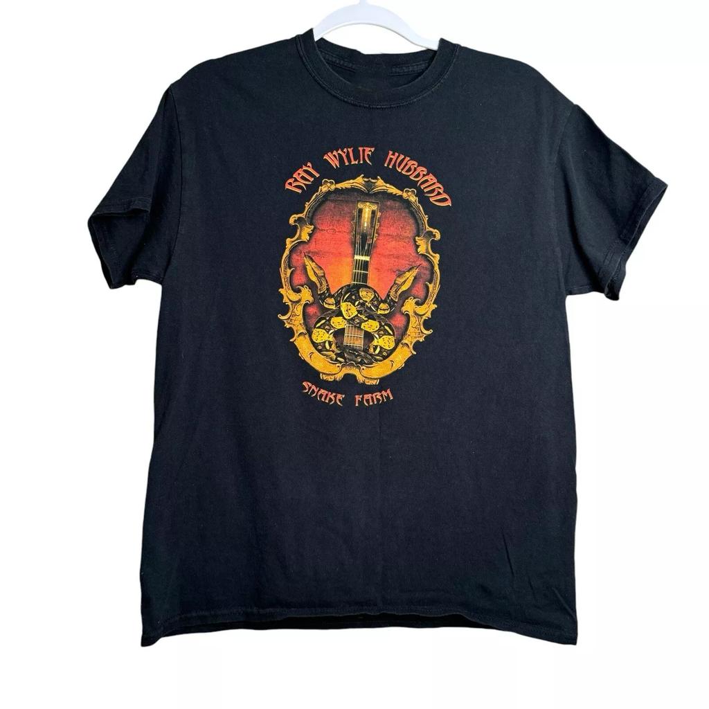 Vtg RAY WYLIE HUBBARD Heavy Cotton Black All Size T Shirt For Men UR099