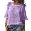 Women Tops Lightweight Breathable Mesh Design Loose Fit Sleeve Splicing Round Neck 46085 Sleeve Summer Casual