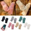 Fashion Style Thick Warm Women's Knitted Gloves Windproof Touch Screen Outdoor Gloves Keep Warm Plush Cold-proof Gloves Gifts