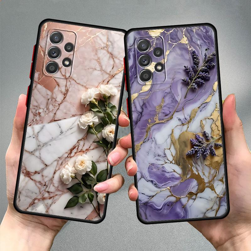 Чехол для телефона Samsung Galaxy Note 20Ultra 8 9 10Lite Plus A52s A21s A71 A51 A31 A70s A50s A30s A05s Матовый Цветочный Мрамор