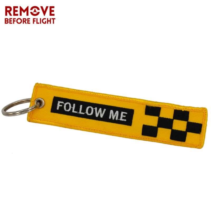 Remove Before Flight Safety Tag FOLLOW ME Keychain Jewelry Aviation Gifts 3 PCS/LOT