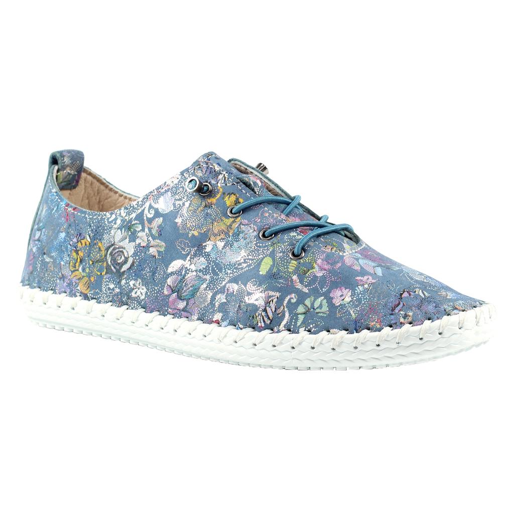 Lunar Womens/Ladies Exbury Floral Leather Plimsolls