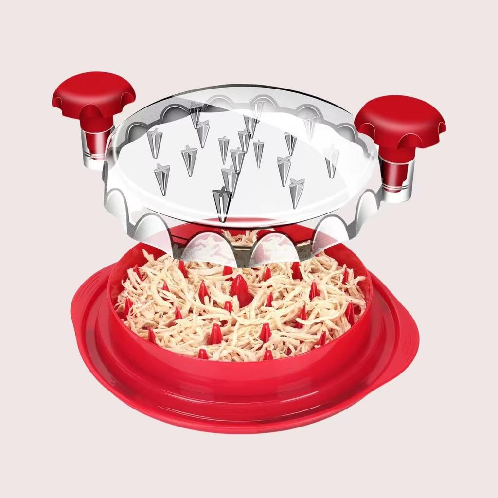 Upgrate Chicken Shredder Tool Twist with Transparent Lid Ergonomic Handle Anti-Slip Base Dishwasher Safe Cleaning Brush